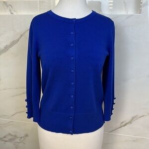 GRACE ELEMENTS Preppy cobalt button down sweater, size S